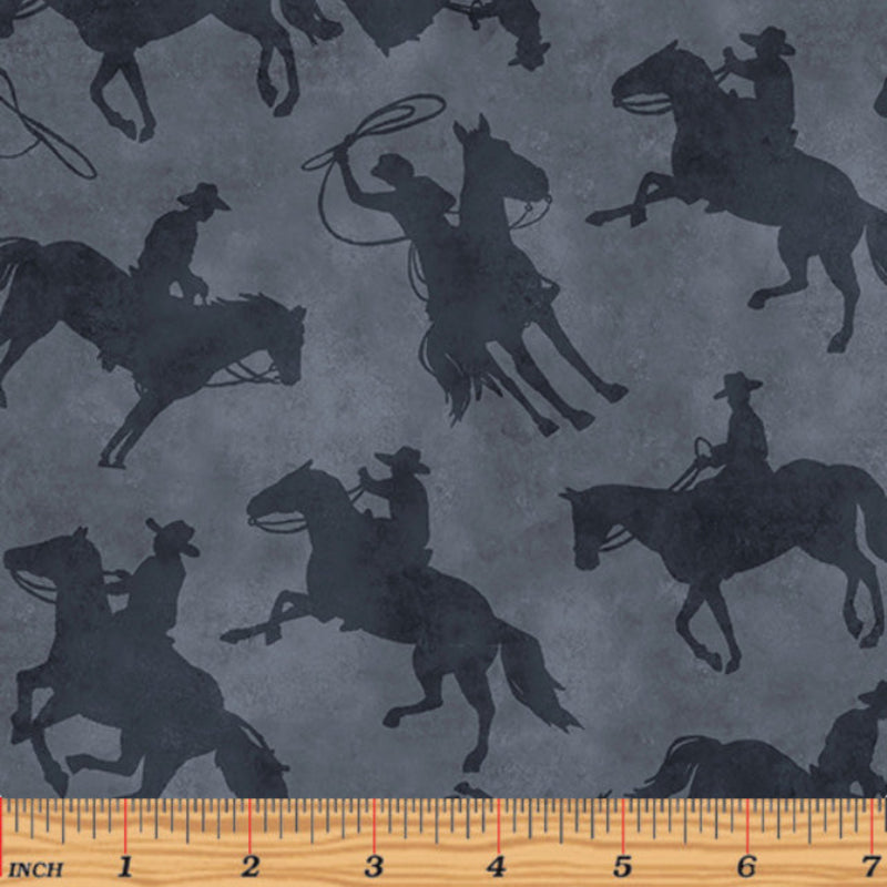 108" Yellowstone Cowboys Wide Quilt Back Charcoal