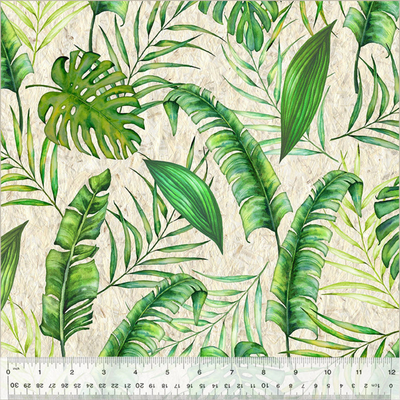 108" Tropical Leaves Wide Quilt Back Grasscloth