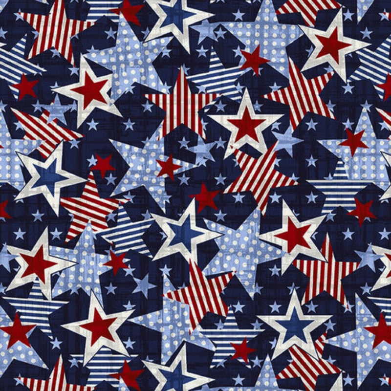 108" Red, White and Starry Blue Too Wide Quilt Back Patriotic Stars