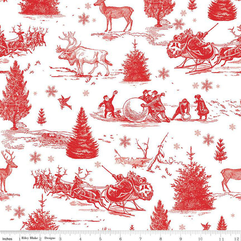 107"/108" Peace on Earth Christmas Scene Wide Quilt Back White
