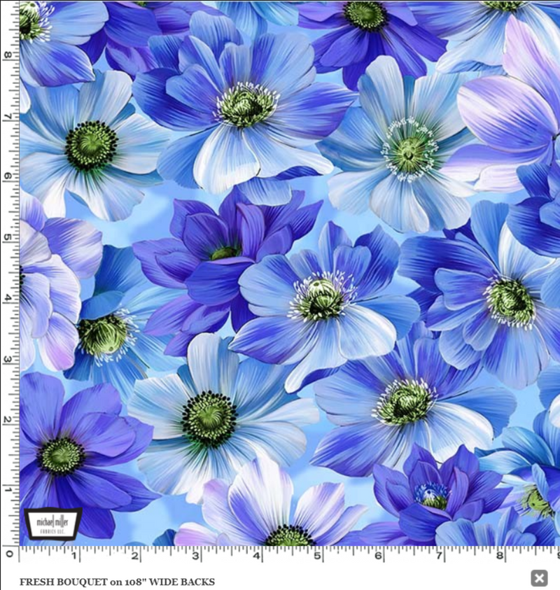 108" Fresh Bouquet Wide Quilt Back Blue