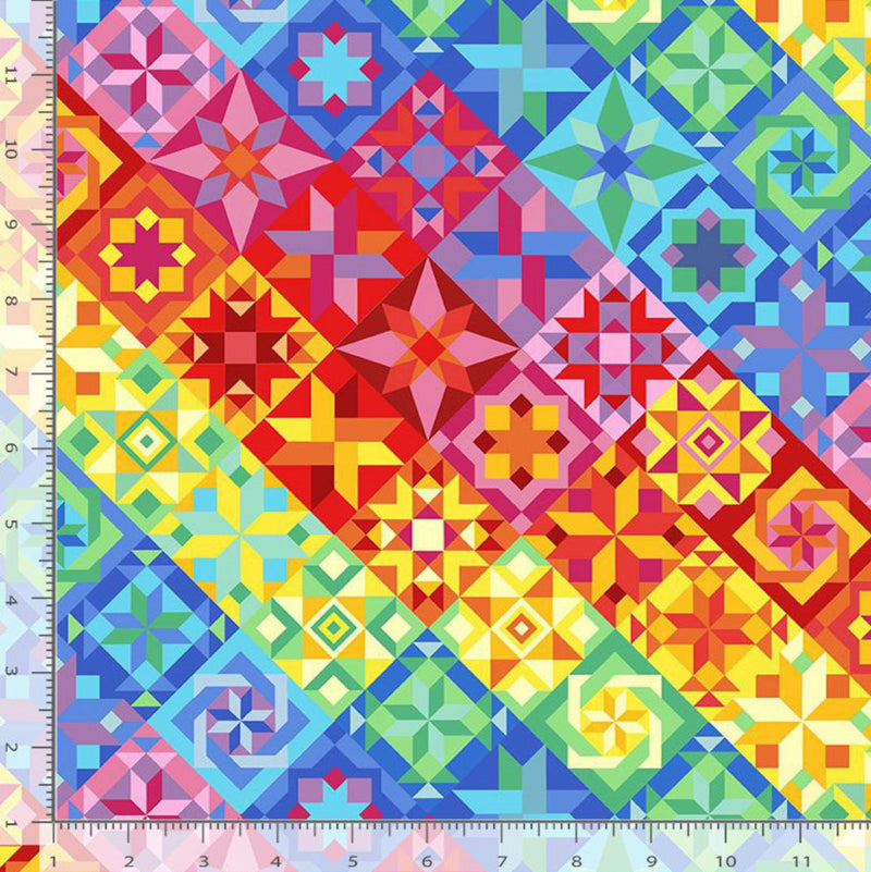 108" Bright Quilt Pattern Sew Strong Collection Extra Wide Quilt Back