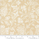 Floral patterned fabric in white on a beige background with a ruler for scale, featuring the Moda Fabrics brand.