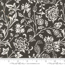 Floral pattern wide quilt backing fabric in white on a black background.