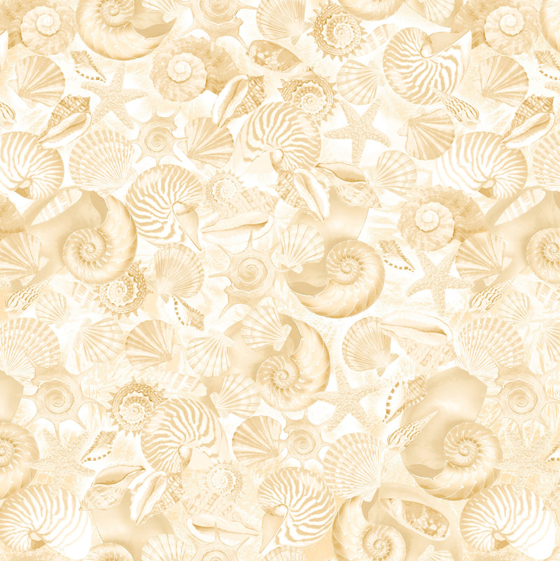 108" Oceana Shells Wide Quilt Back Cream