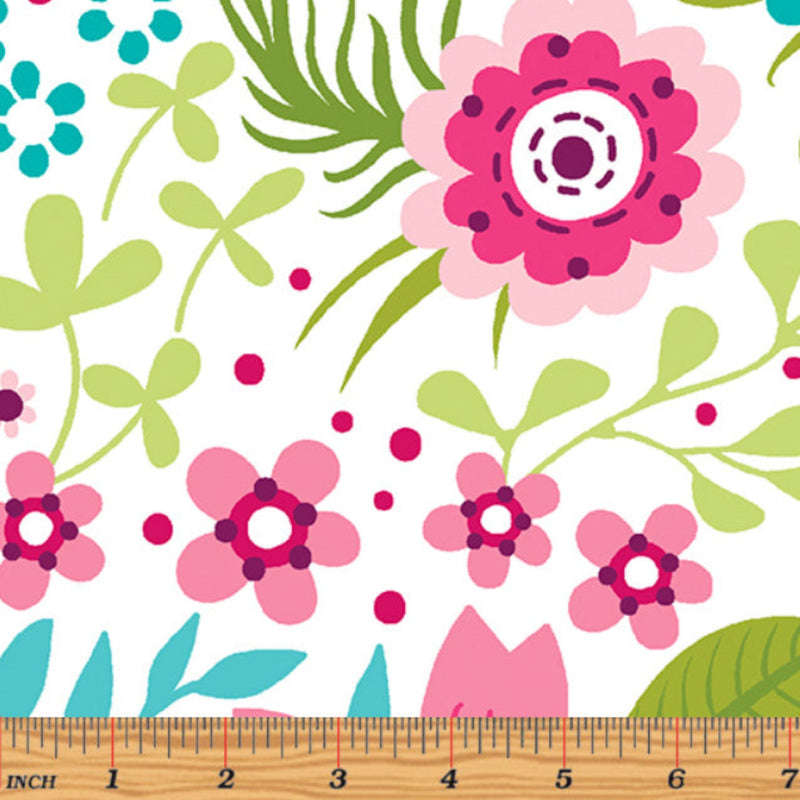 1-3/8 Yard Remnant of 108" Secret Garden Wallflowers Wide Quilt Back Vanilla