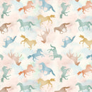 Sample Swatch of 108" Gone Country Shadow Horses Wide Quilt Back Multi