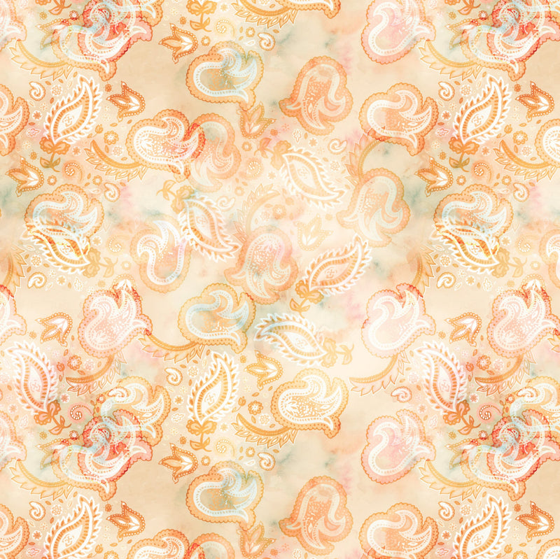 108" Gone Country Shadow Paisley Wide Quilt Back Buff