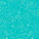 108" Happy Quilting Happy Notes Wide Quilt Back Teal