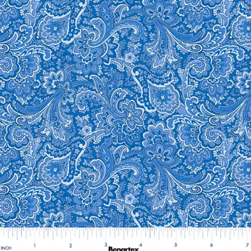 Sample Swatch of 108" April's Garden Khanti Paisley Wide Quilt Back Blue