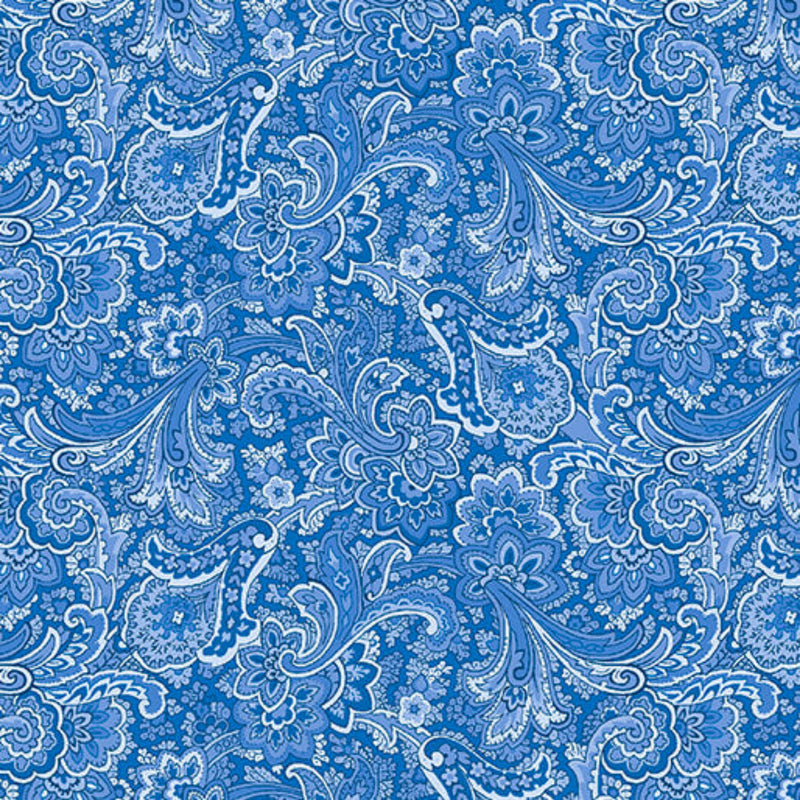 Sample Swatch of 108" April's Garden Khanti Paisley Wide Quilt Back Blue