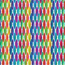 Wide quilt backing fabric with colorful oval design on a white background.