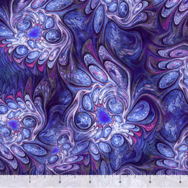 108" Mystic Owls Abstract Marble Wide Quilt Back Purple