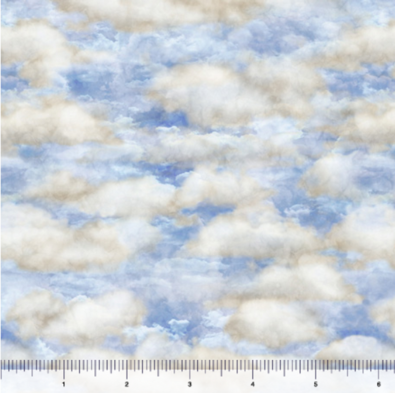 108" Flying High Clouds Wide Quilt Back Blue