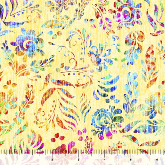 108" On Painted Wings Floral Wide Quilt Back Yellow
