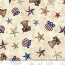 Sample Swatch of 108" American Spirit Liberty Bell and Stars Wide Quilt Back Tan