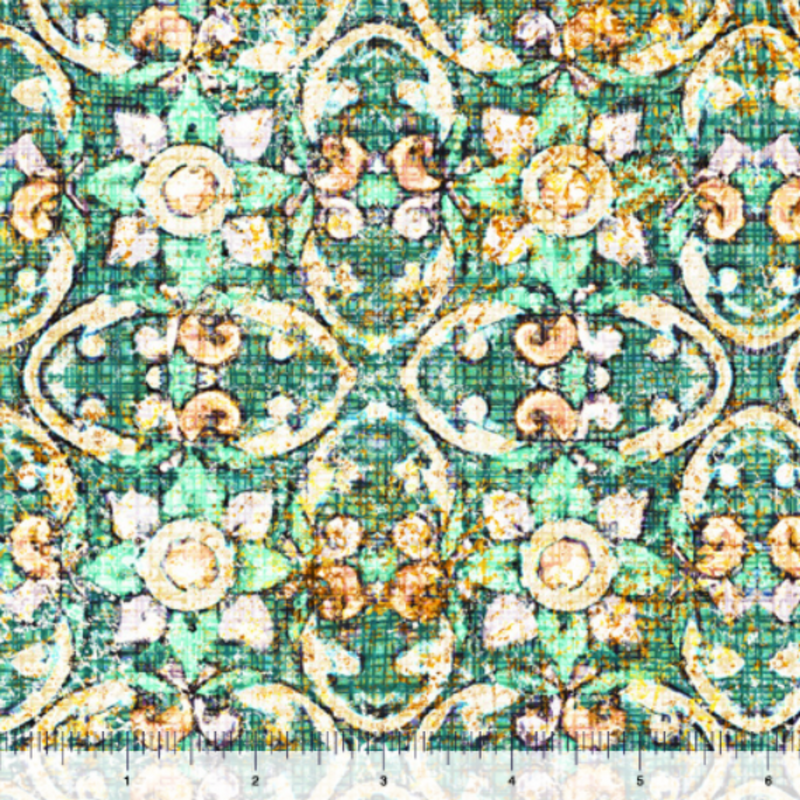 108" Grace & Charm Set Floral & Geo Wide Quilt Back Jade