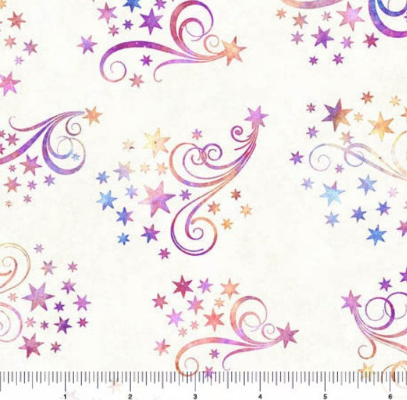 108" Lil' Wizards Star & Scroll Wide Quilt Back Cream