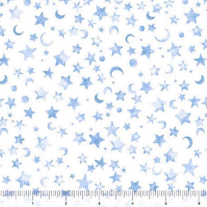 108" Lil' Wizards Moon & Stars Wide Quilt Back Blue