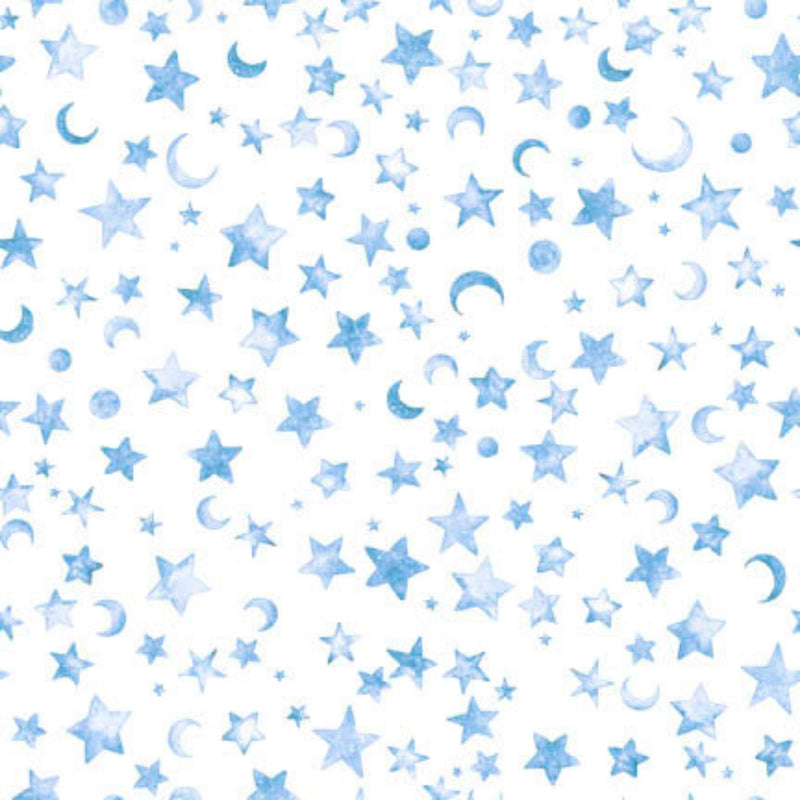 Sample Swatch of 108" Lil' Wizards Moon & Stars Wide Quilt Back Blue