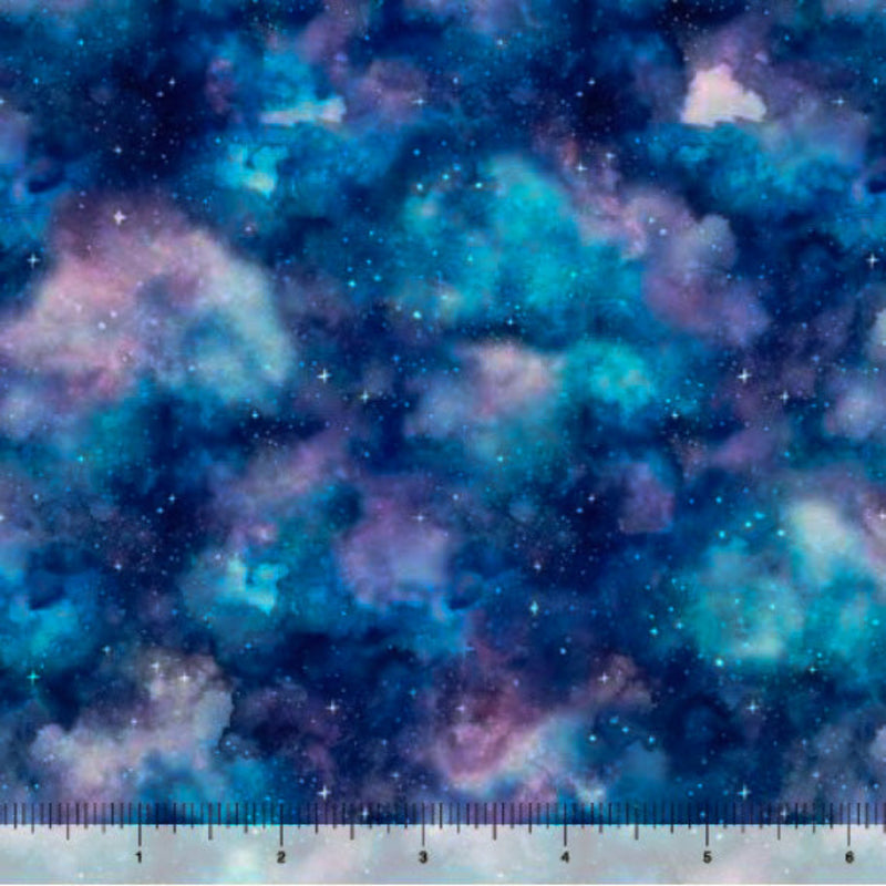 108" Aurora Clouds Wide Quilt Back Dark Blue