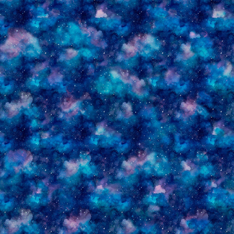 Sample Swatch of 108" Aurora Clouds Wide Quilt Back Dark Blue