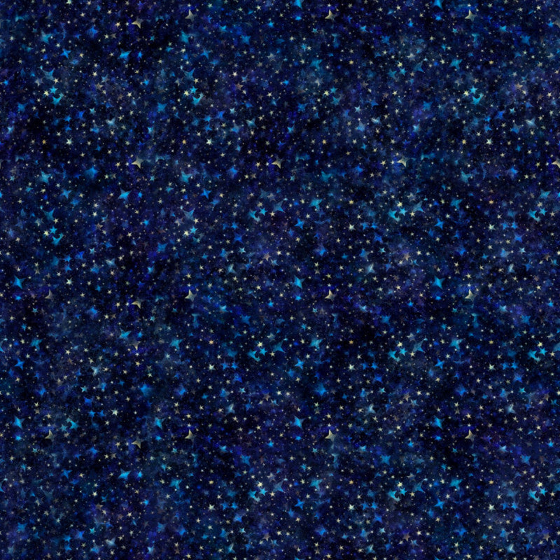 108" Aurora Packed Stars Wide Quilt Back Navy