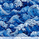 108" Ocean Blues Ocean Waves Wide Quilt Back Blue