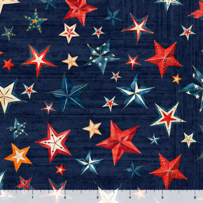 Sample Swatch of 108" American Tapestry Stars Wide Quilt Back Navy