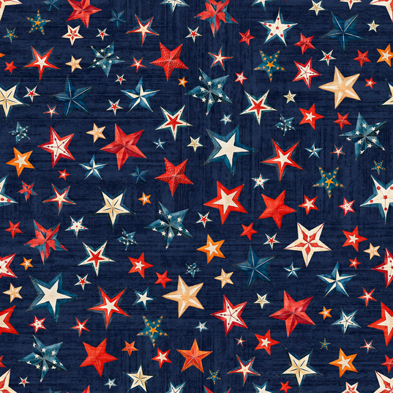 Sample Swatch of 108" American Tapestry Stars Wide Quilt Back Navy