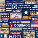 Sample Swatch of 108" Patriot Text Wide Quilt Back Multi