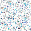 Sample Swatch of 108" Fantasia Floral Swirl Wide Quilt Back White