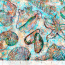 Sample Swatch of 108" Oceana Seashells Wide Quilt Back Multi
