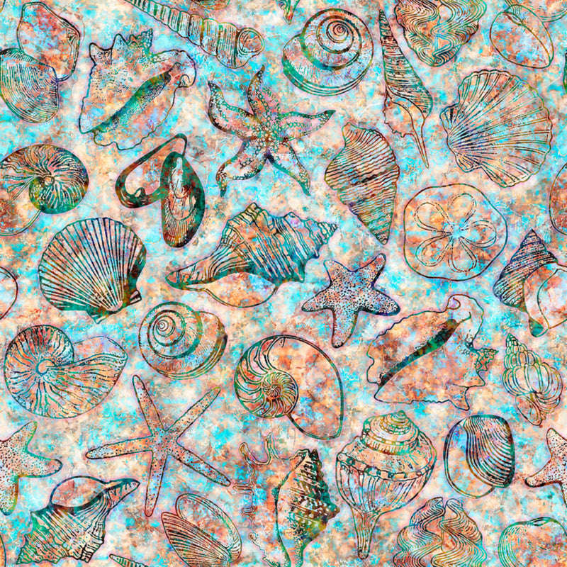108" Oceana Seashells Wide Quilt Back Multi