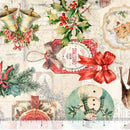 108" Holly Jolly Collection Christmas Collage Wide Quilt Back Cream