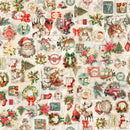 108" Holly Jolly Collection Christmas Collage Wide Quilt Back Cream