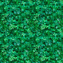 Fabric with green leaf pattern