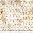 Wide quilt back fabric with hexagonal chicken wire pattern with a ruler at the bottom for scale.