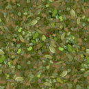 Wide quilt backing fabric with a pattern of tone on tone green brush strokes on a green background.