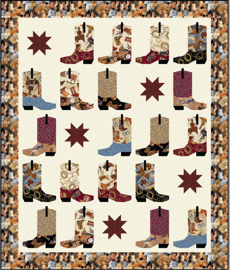Cute Boot Quilt Kit Including Wide Back