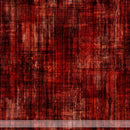 Wide quilt backing fabric in tone on tone dark reds with a wood texture look and a ruler at the bottom for scale.