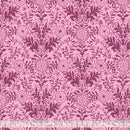 Wide quilt backing fabric with a pink floral damask pattern and a ruler at the bottom to show scale.
