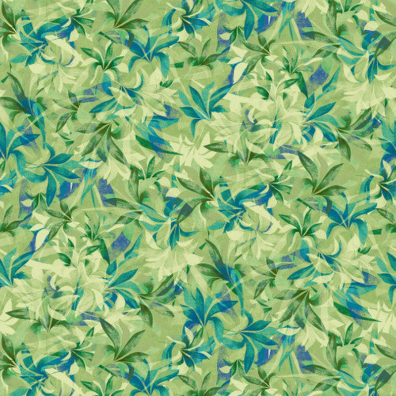 108" Shadow Leaves Wide Quilt Back Green