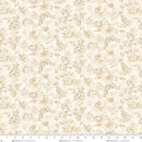 Wide quilt backing fabric with a floral pattern in tan on a tan and cream background.