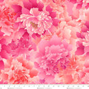 Large floral print in pinks and peaches.