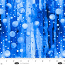 Wide quilt backing fabric with a pattern of bubbles and watercolor effect in blue colors, featuring a ruler for scale.