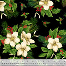 108" Christmas Blooms Wide Quilt Back Black