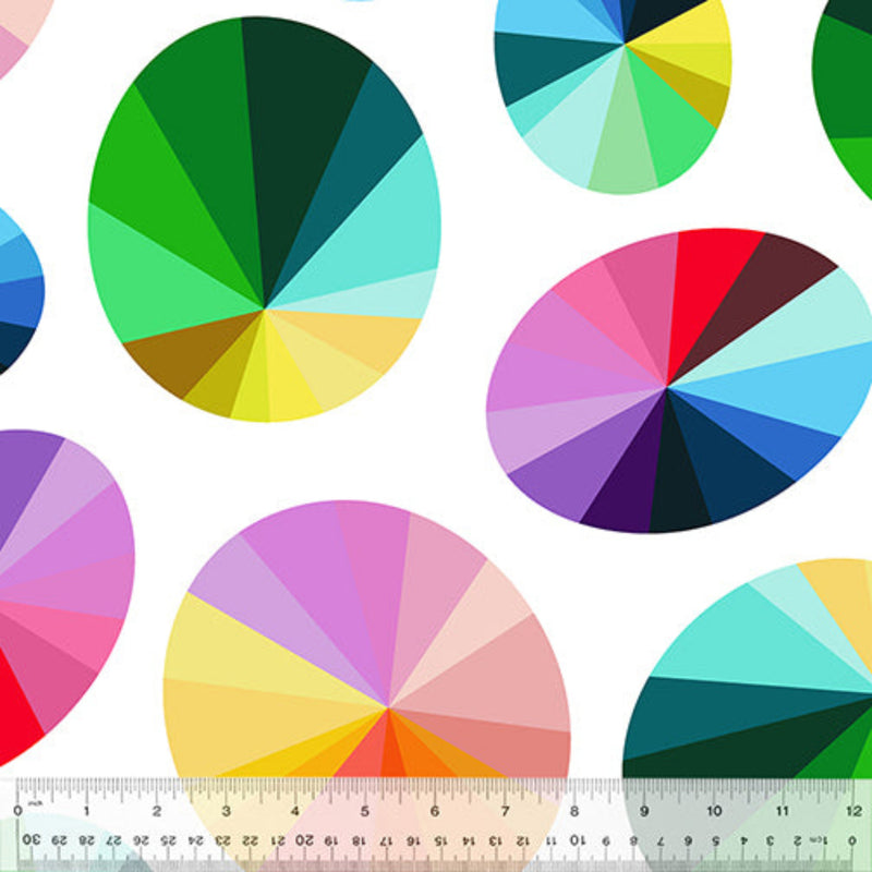 108" Color Wheels Wide Quilt Back White