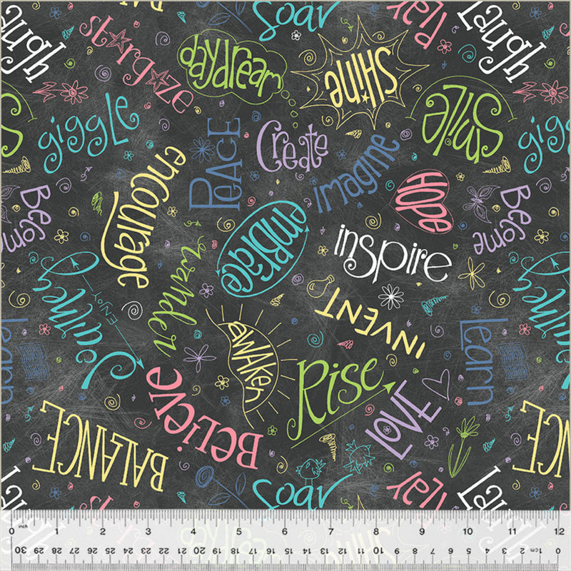 108" Noteworthy Aspirations Wide Quilt Back Chalkboard