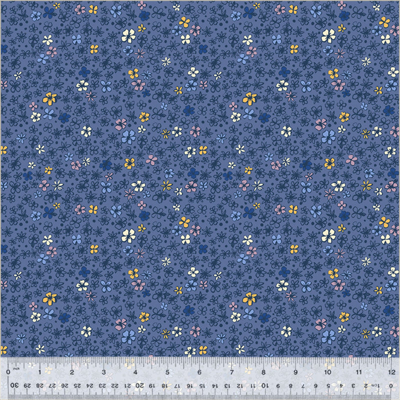 108" Little Blossoms Organic Wide Quilt Back Blue Jay